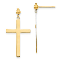 14K Cross Dangle Post Earrings