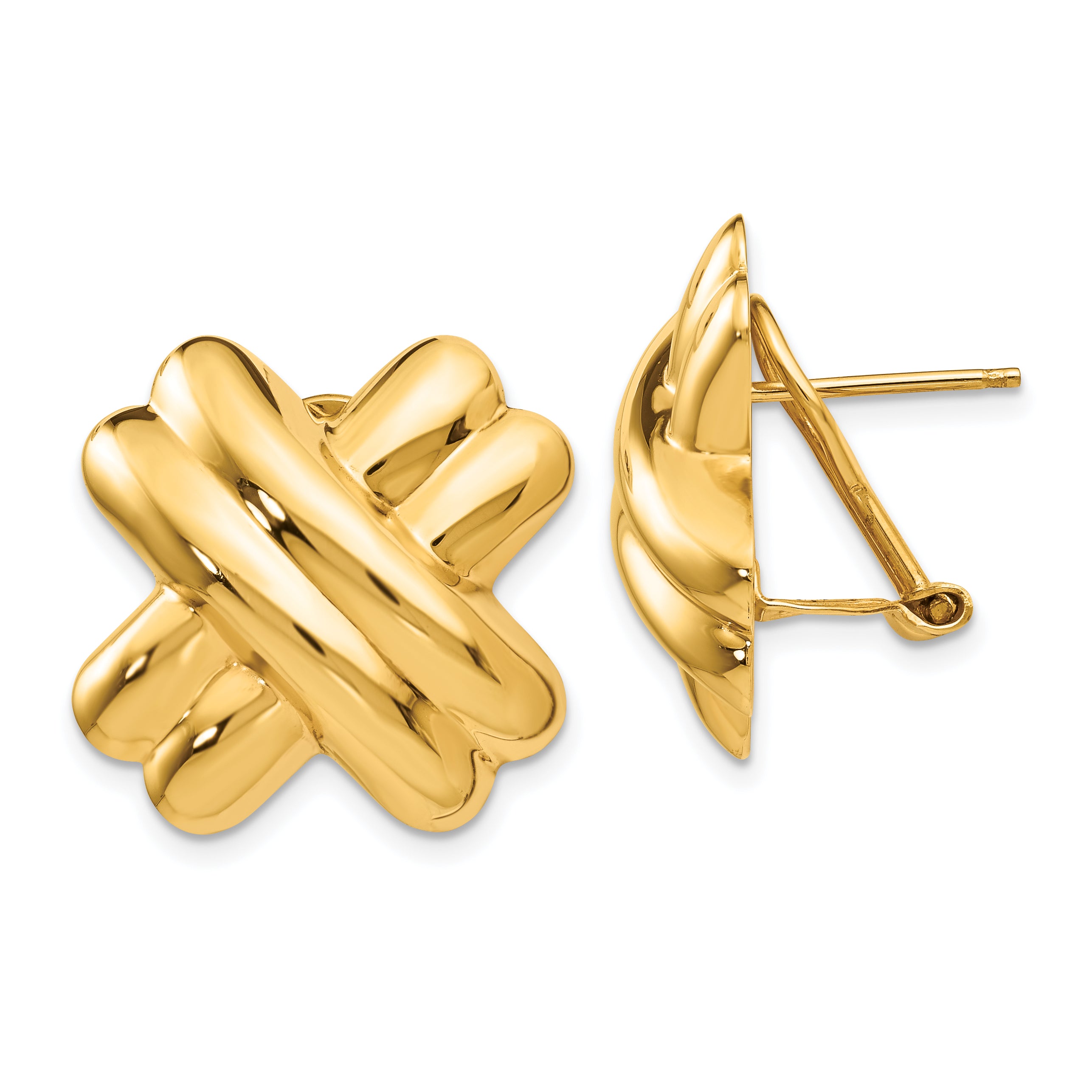 14k Polished X Omega Back Post Earrings