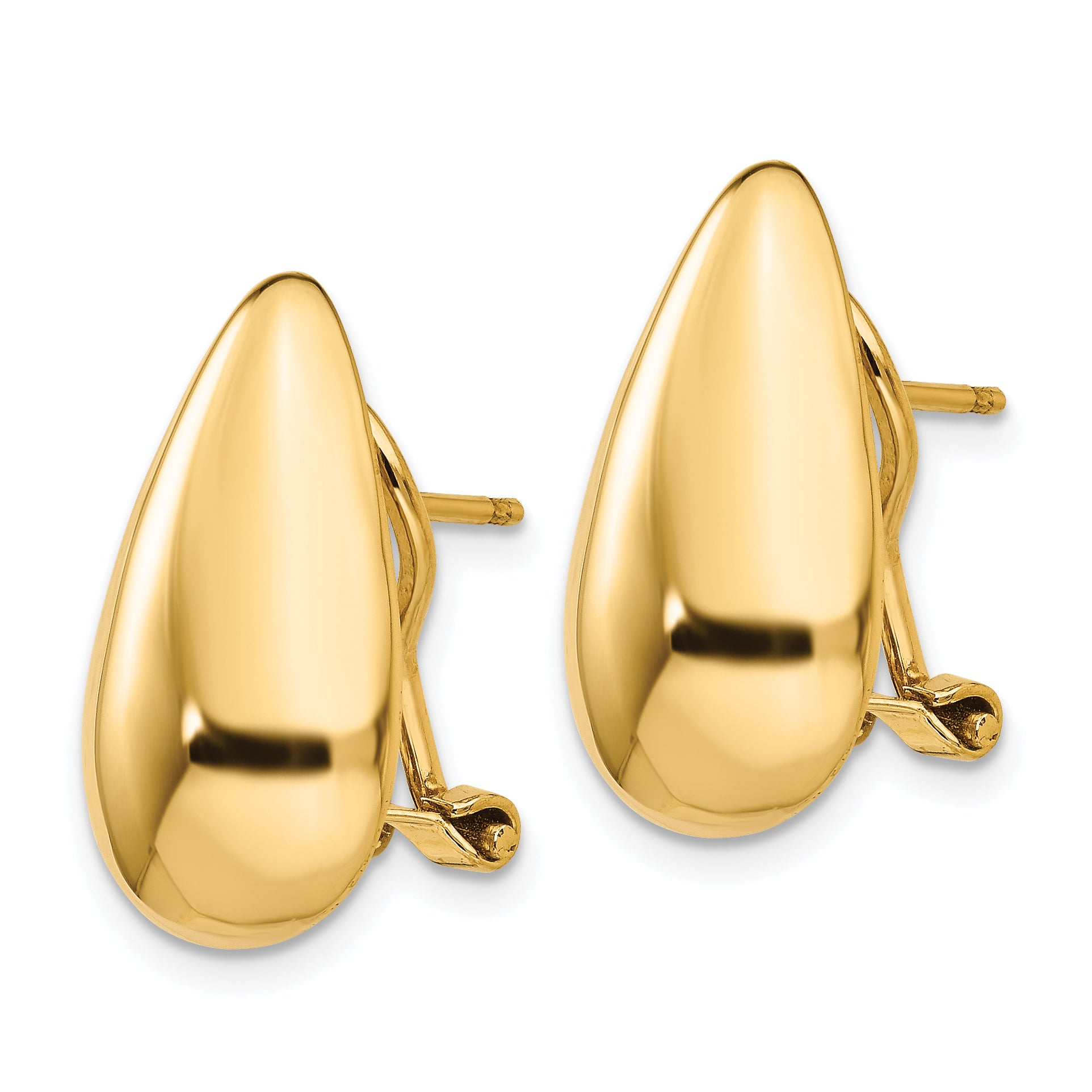 14k Polished Teardrop Omega Back Post Earrings