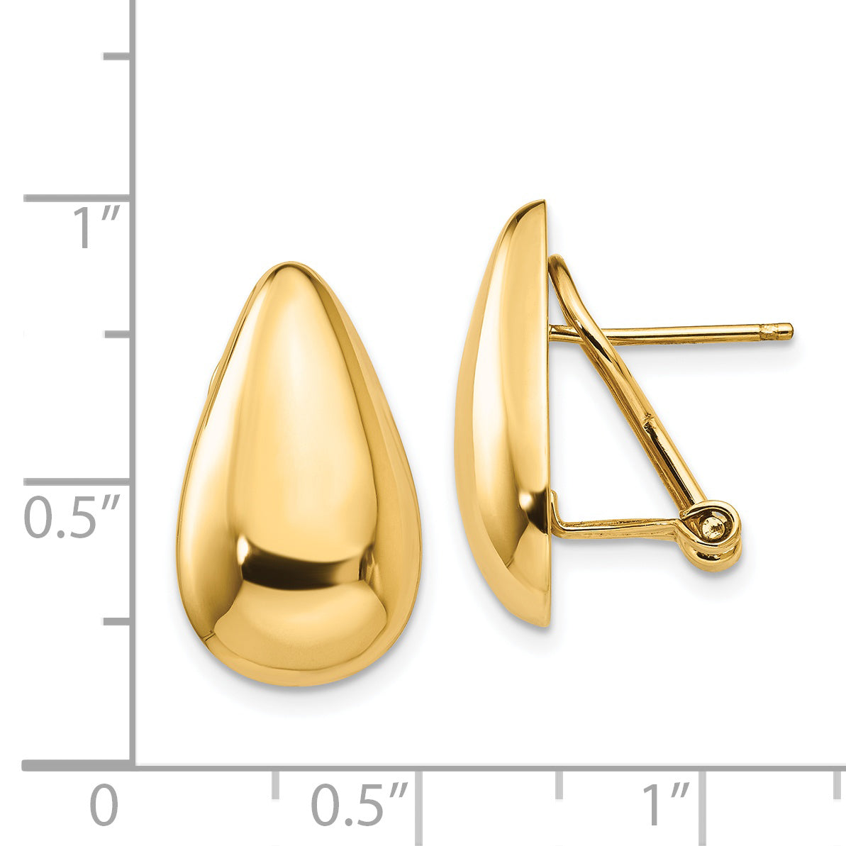 14k Polished Teardrop Omega Back Post Earrings