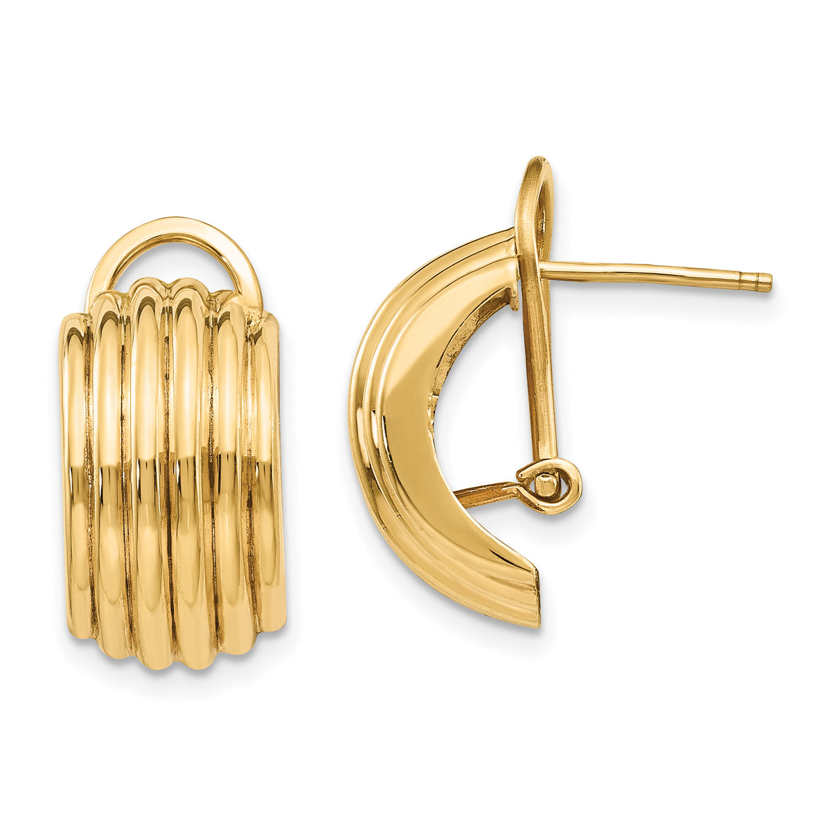 14k Polished Fancy Omega Back Post Earrings