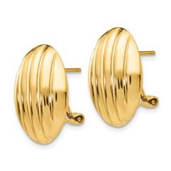 14K Gold Polished Button Earrings with Omega Back  Elegant and Lightweight