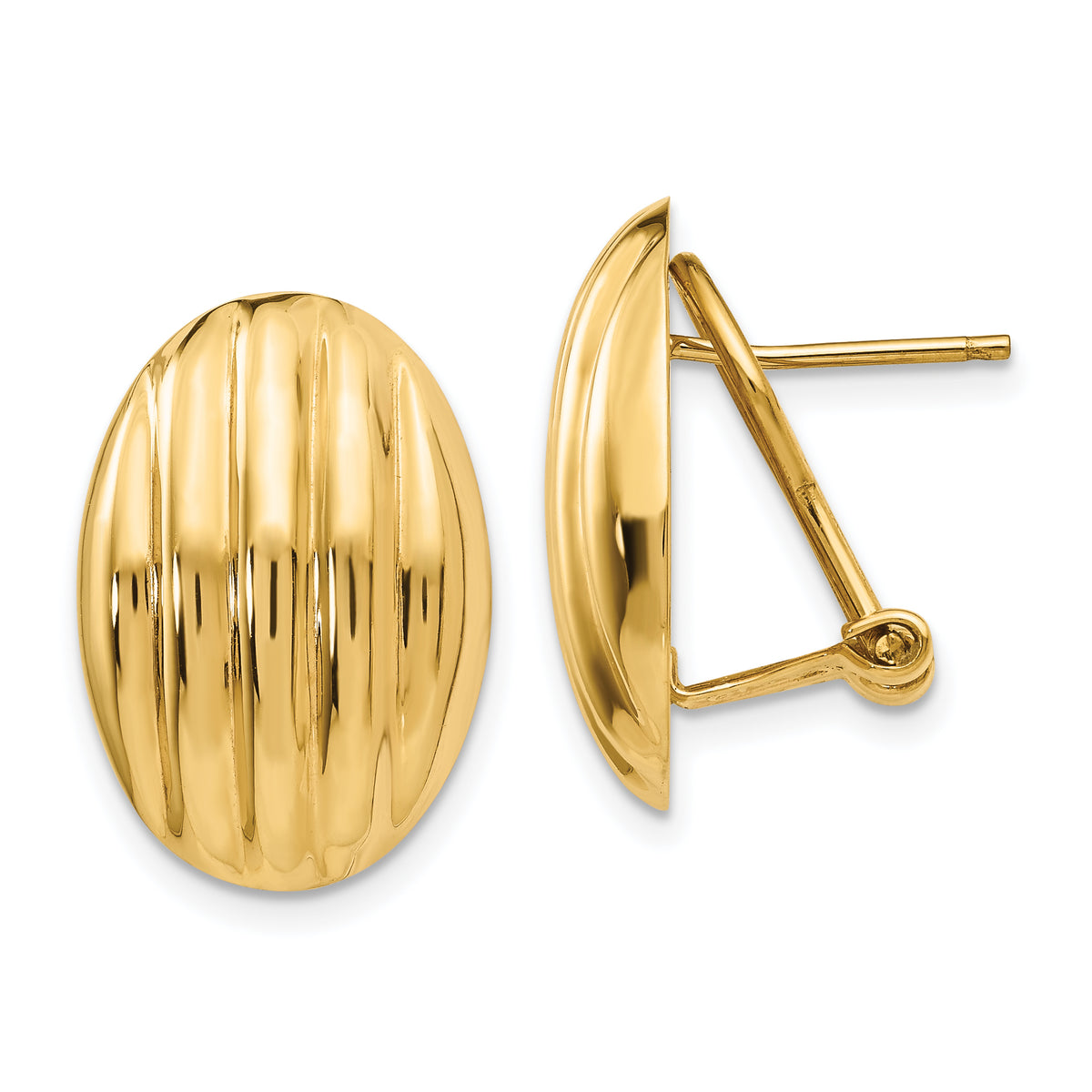 14k Polished Fancy Omega Back Post Earrings