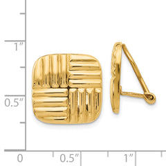 14k Non-pierced Basket weave Earrings