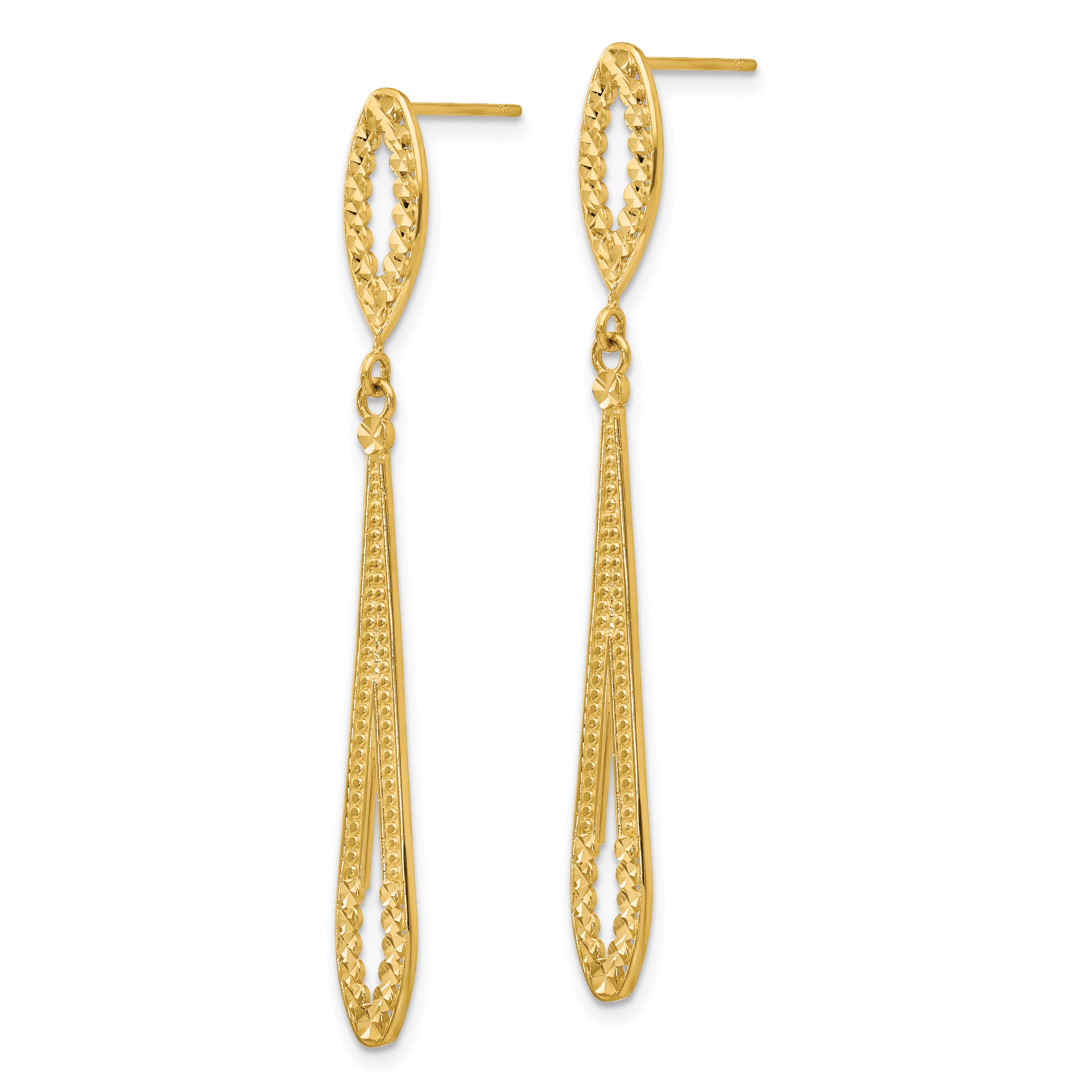 14k Diamond-cut Dangle Post Earrings