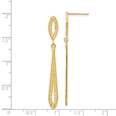 14K Gold Diamond-Cut Dangle Earrings with Polished Finish