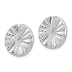 "14K White Gold Earring Jackets with Rhodium Finish Solid Elegant Design"