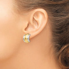 14k with Rhodium Omega Clip Non-pierced Earrings