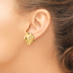 14K Gold Polished Non-Pierced Omega Clip Earrings for Women