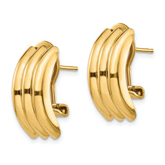 14K Gold Button Earrings with Omega Clip Back, Polished Solid Design