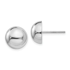 14k White Gold 10mm Half Ball Post Earrings