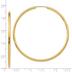 14k Polished Round Endless 2mm Hoop Earrings