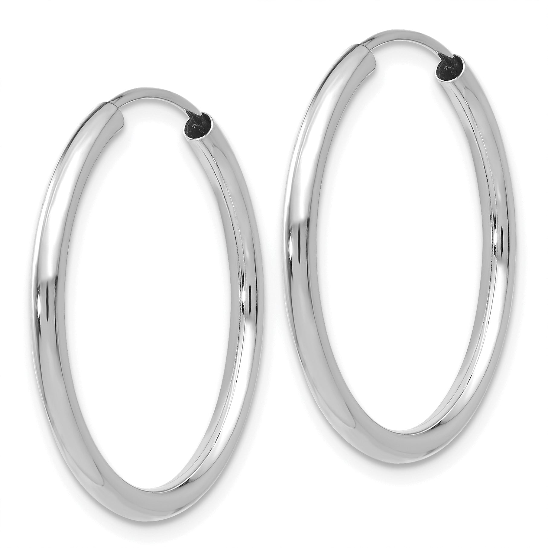 14k White Gold Polished Endless 2mm Hoop Earrings