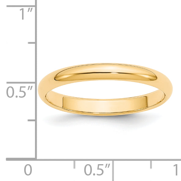 14k Yellow Gold 3mm Half-Round Wedding Band Size 4