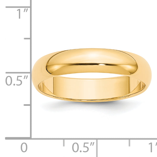 14k Yellow Gold 5mm Half-Round Wedding Band Size 4