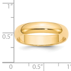 14k Yellow Gold 5mm Half-Round Wedding Band Size 4