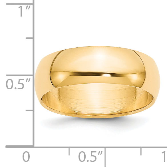 14k Yellow Gold 7mm Half-Round Wedding Band Size 4