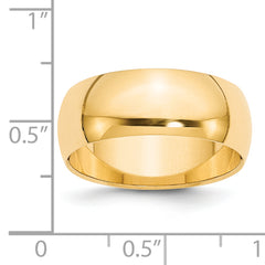 14k Yellow Gold 8mm Half-Round Wedding Band Size 4