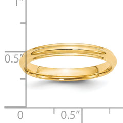 14k Yellow Gold 3mm Half Round with Edge Wedding Band Size 4