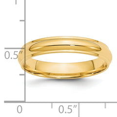 14k Yellow Gold 4mm Half Round with Edge Wedding Band Size 4