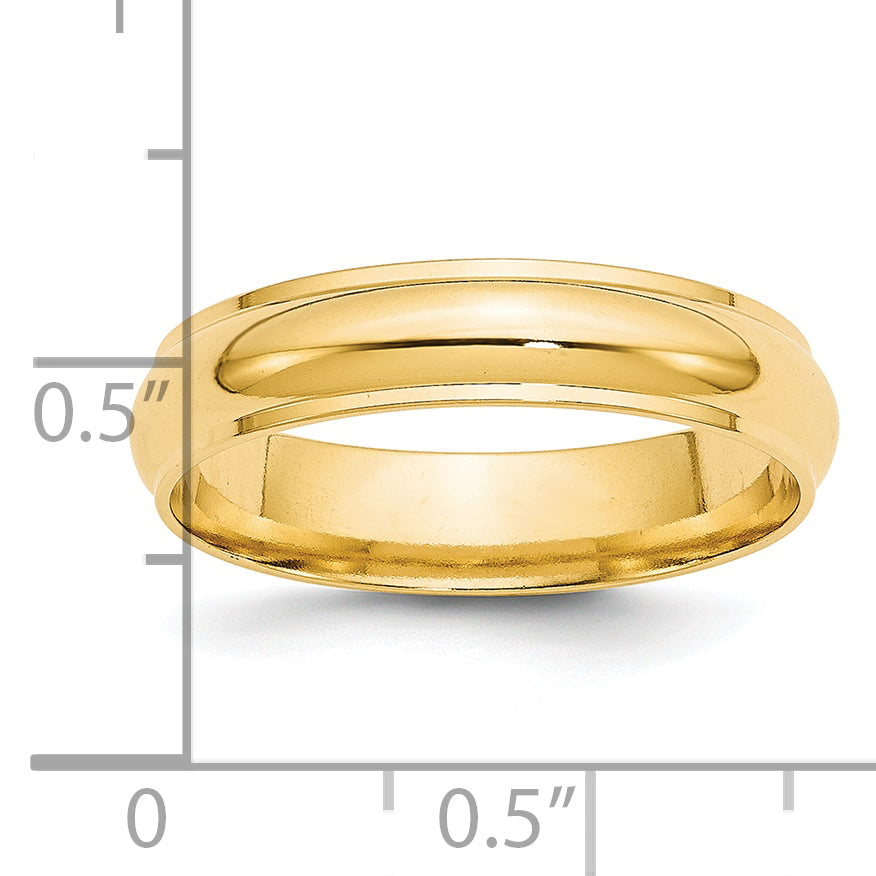 14k Yellow Gold 5mm Half Round with Edge Wedding Band Size 4