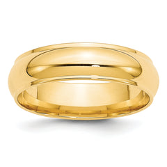 14k Yellow Gold 6mm Half Round with Edge Wedding Band Size 14