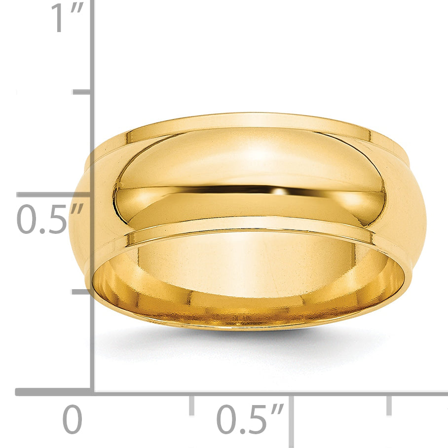 14k Yellow Gold 8mm Half Round with Edge Wedding Band Size 4