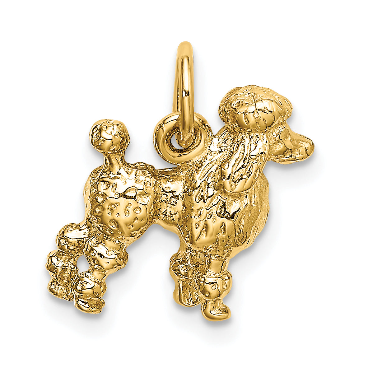 14K Gold 3D Poodle Charm with Polished Finish  Elegant & Detailed