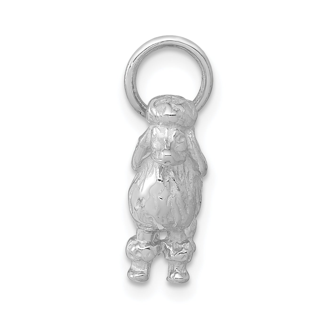 14k White Gold Solid 3-D Poodle Charm