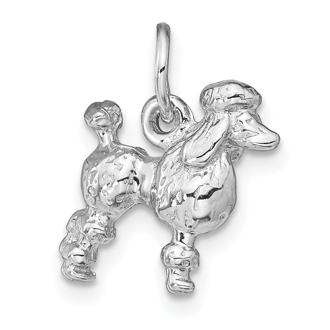 14k White Gold Solid 3-D Poodle Charm