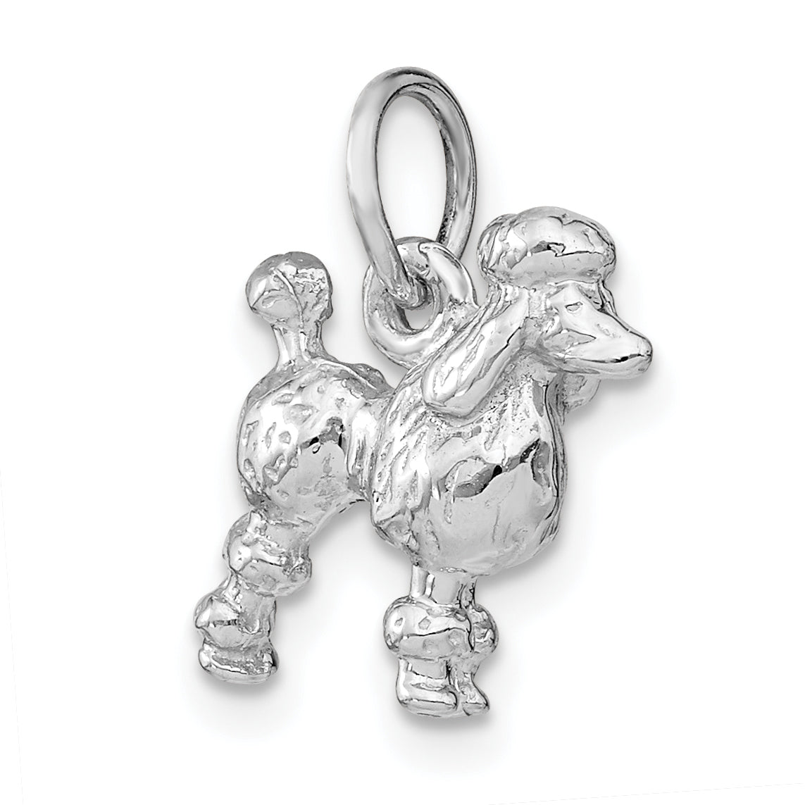 14k White Gold Solid 3-D Poodle Charm