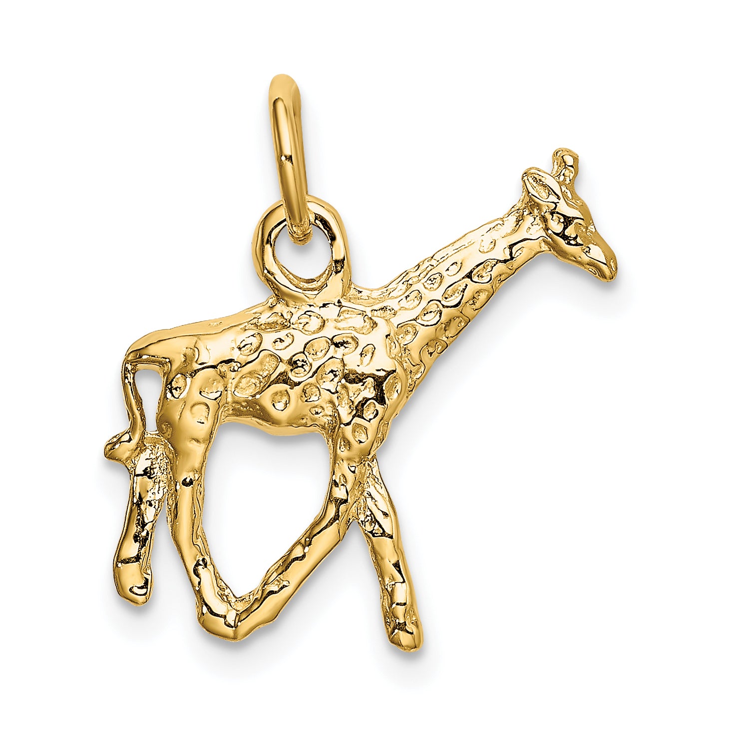 14k Solid Polished 3-D Giraffe Charm