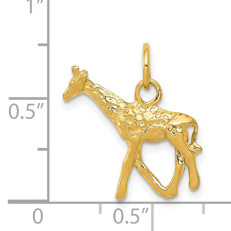 14k Solid Polished 3-D Giraffe Charm