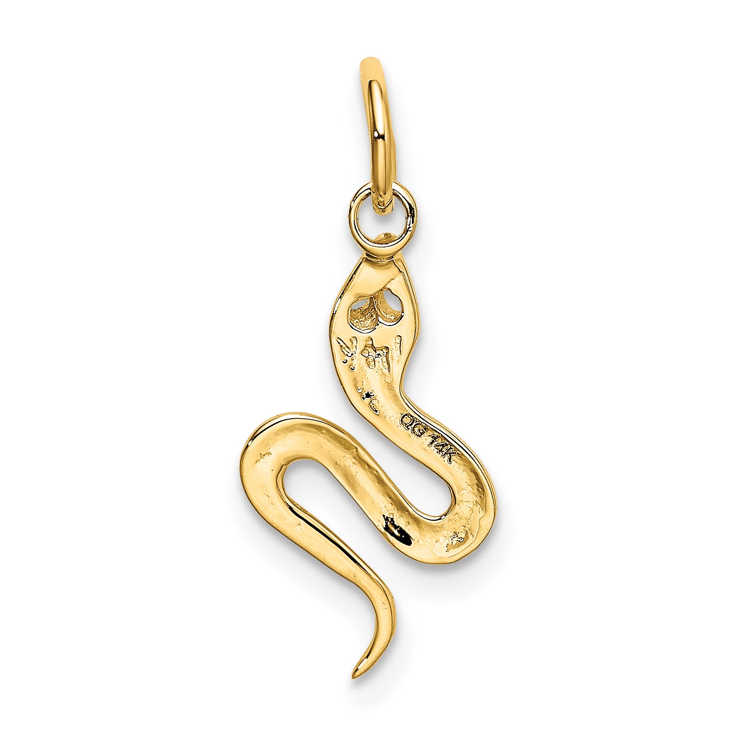 14K Gold Polished Snake Charm Pendant for Men  Elegant & Themed Design