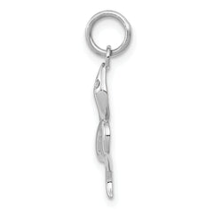 14K White Gold Polished Snake Charm for Men - Elegant Rhodium Finish