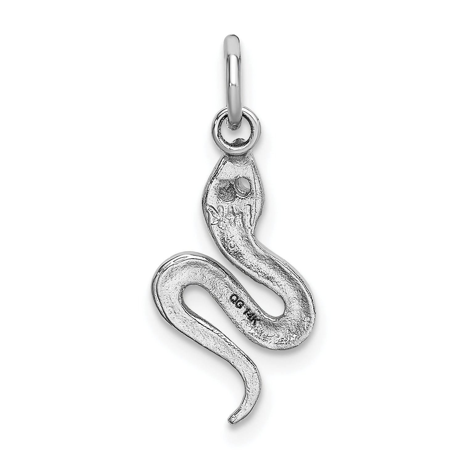 14K White Gold Polished Snake Charm for Men - Elegant Rhodium Finish