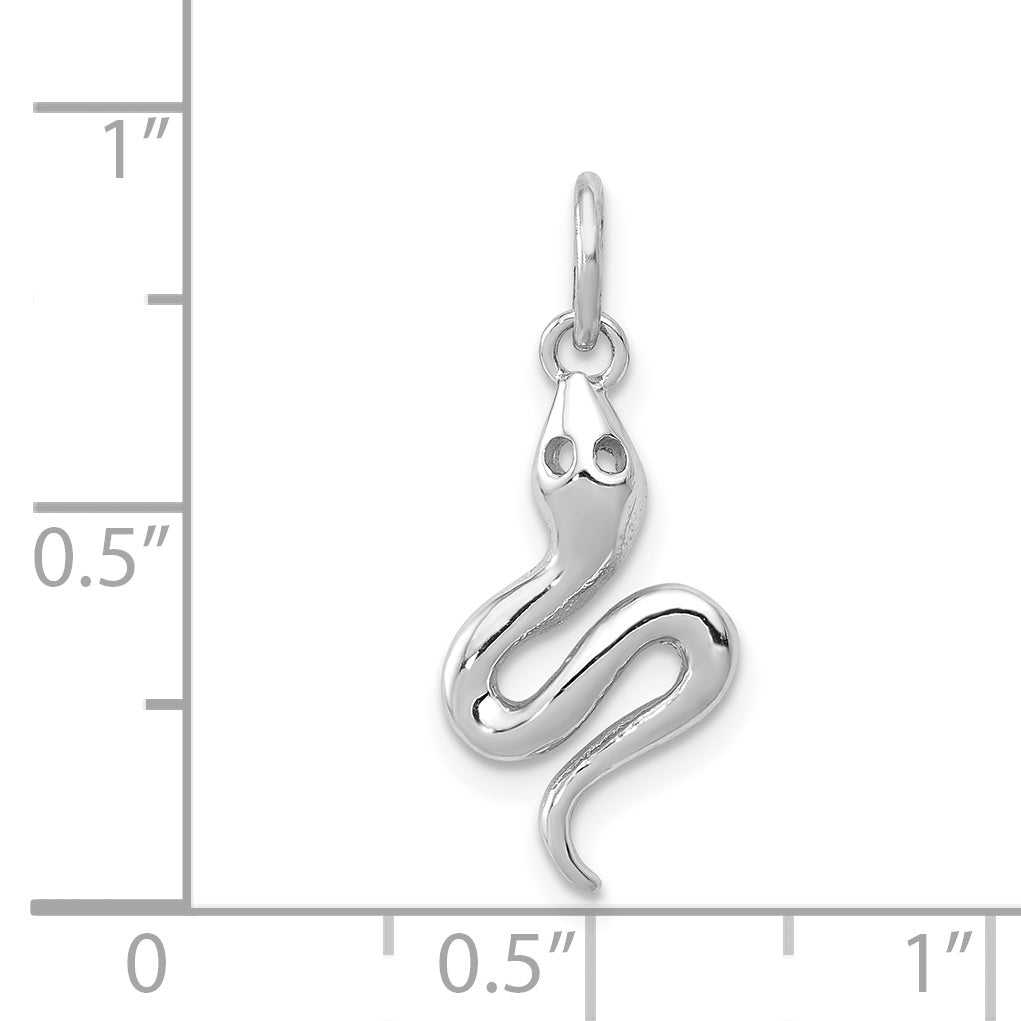 14K White Gold Polished Snake Charm for Men - Elegant Rhodium Finish