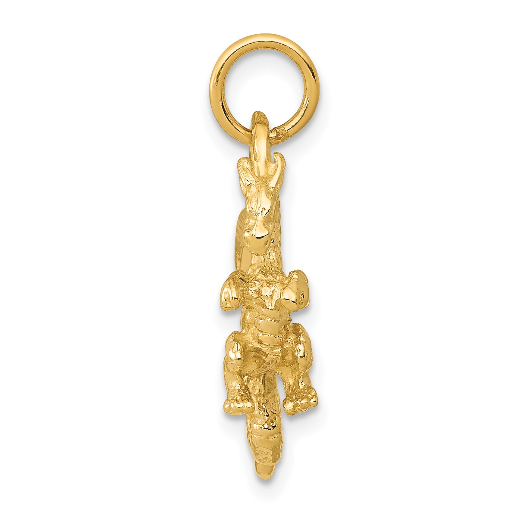 14k Solid Polished 3-D Dragon Charm