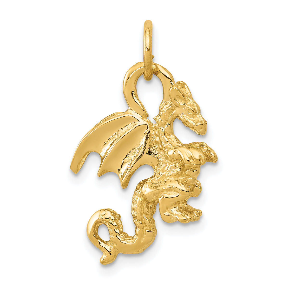 14k Solid Polished 3-D Dragon Charm