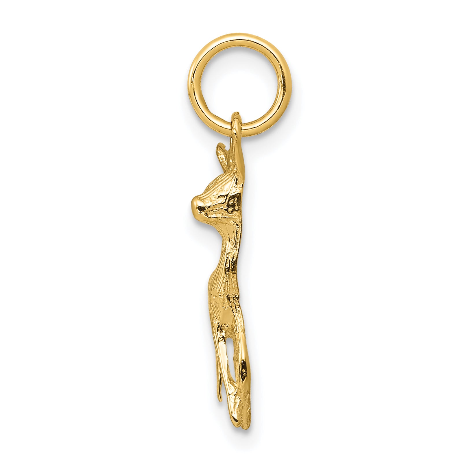 14k Polished Open-Backed Deer Charm