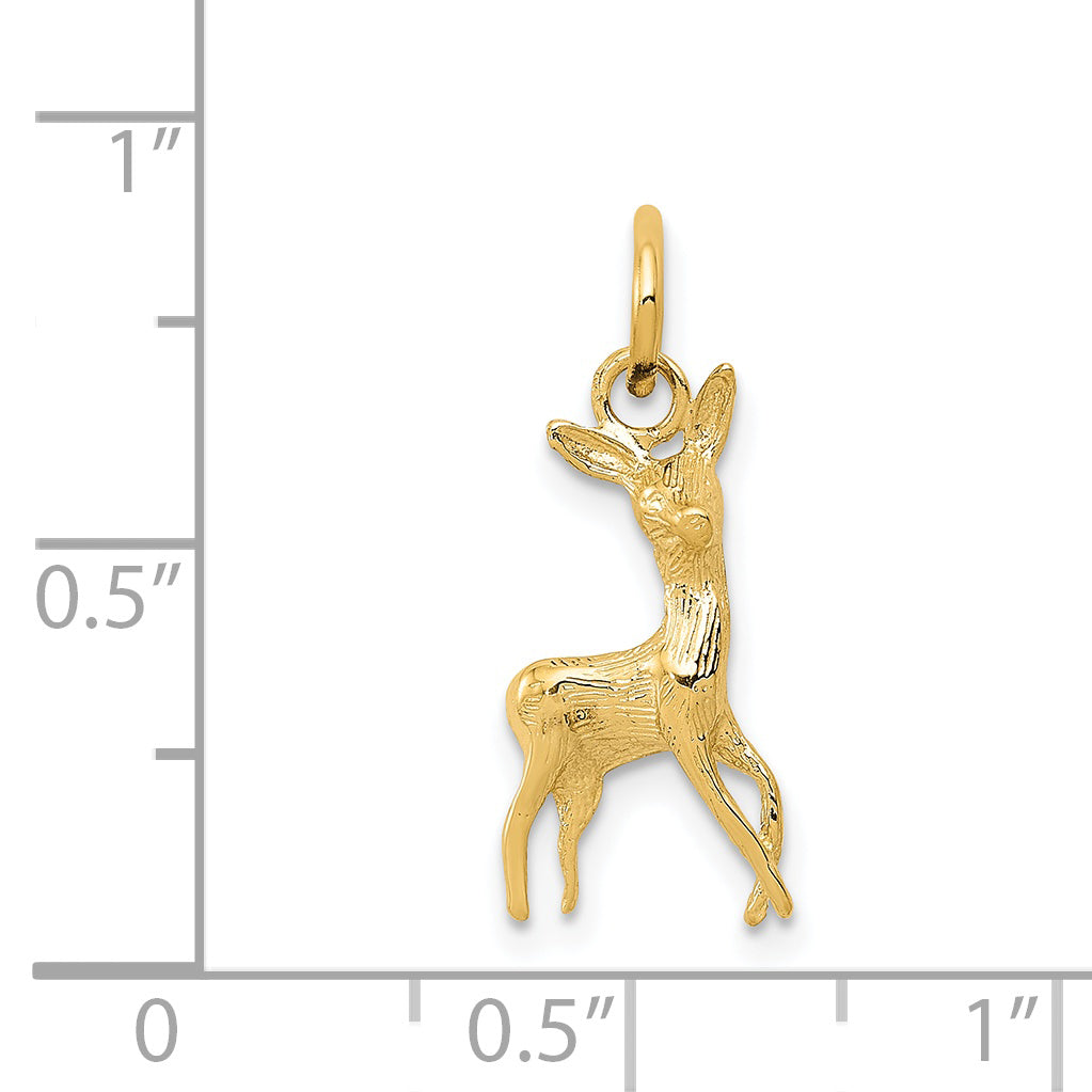 14k Polished Open-Backed Deer Charm