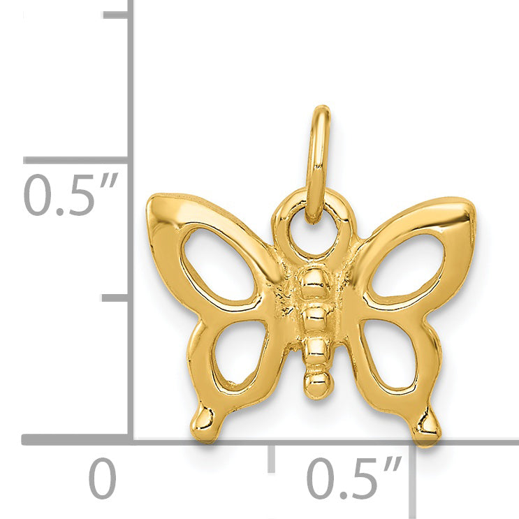 14k Solid Polished Butterfly Charm