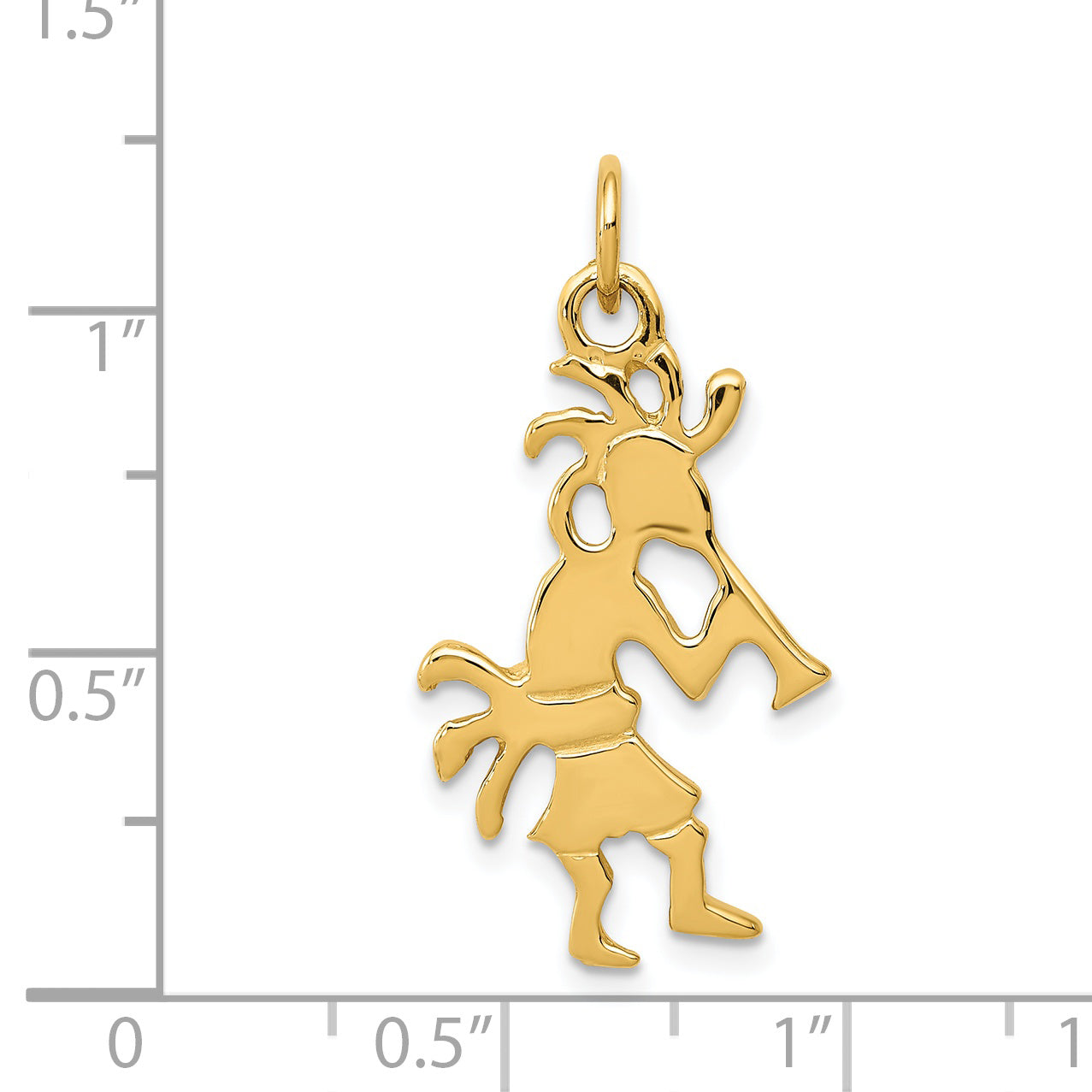 14K Gold Polished 3D Kokopelli Charm, Reversible Themed Pendant