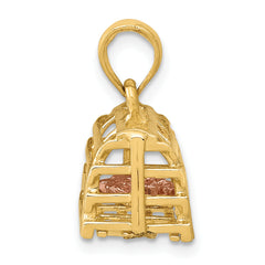 14K Two-Tone Gold 3D Lobster Trap Pendant for Men with Polished Finish