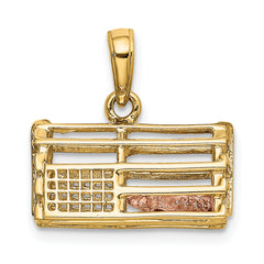 14K Two-Tone Gold 3D Lobster Trap Pendant for Men with Polished Finish