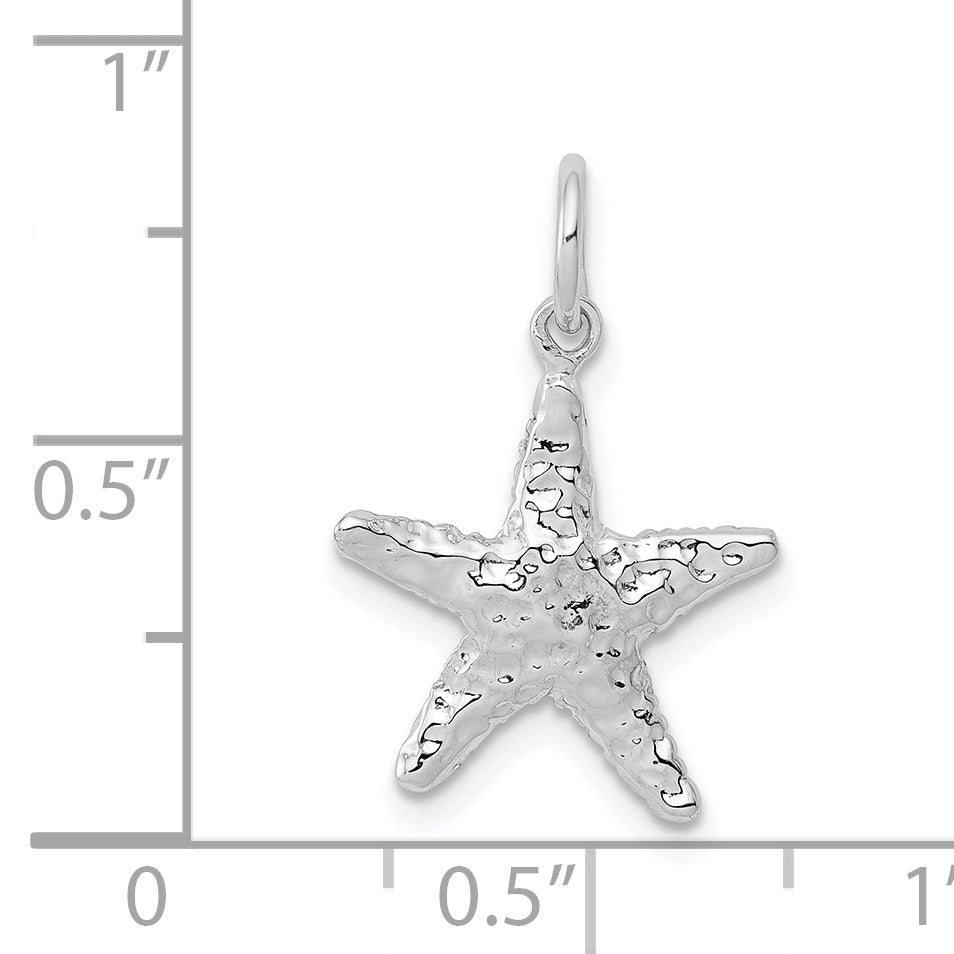 14K White Gold Polished 3-D Starfish Pendant