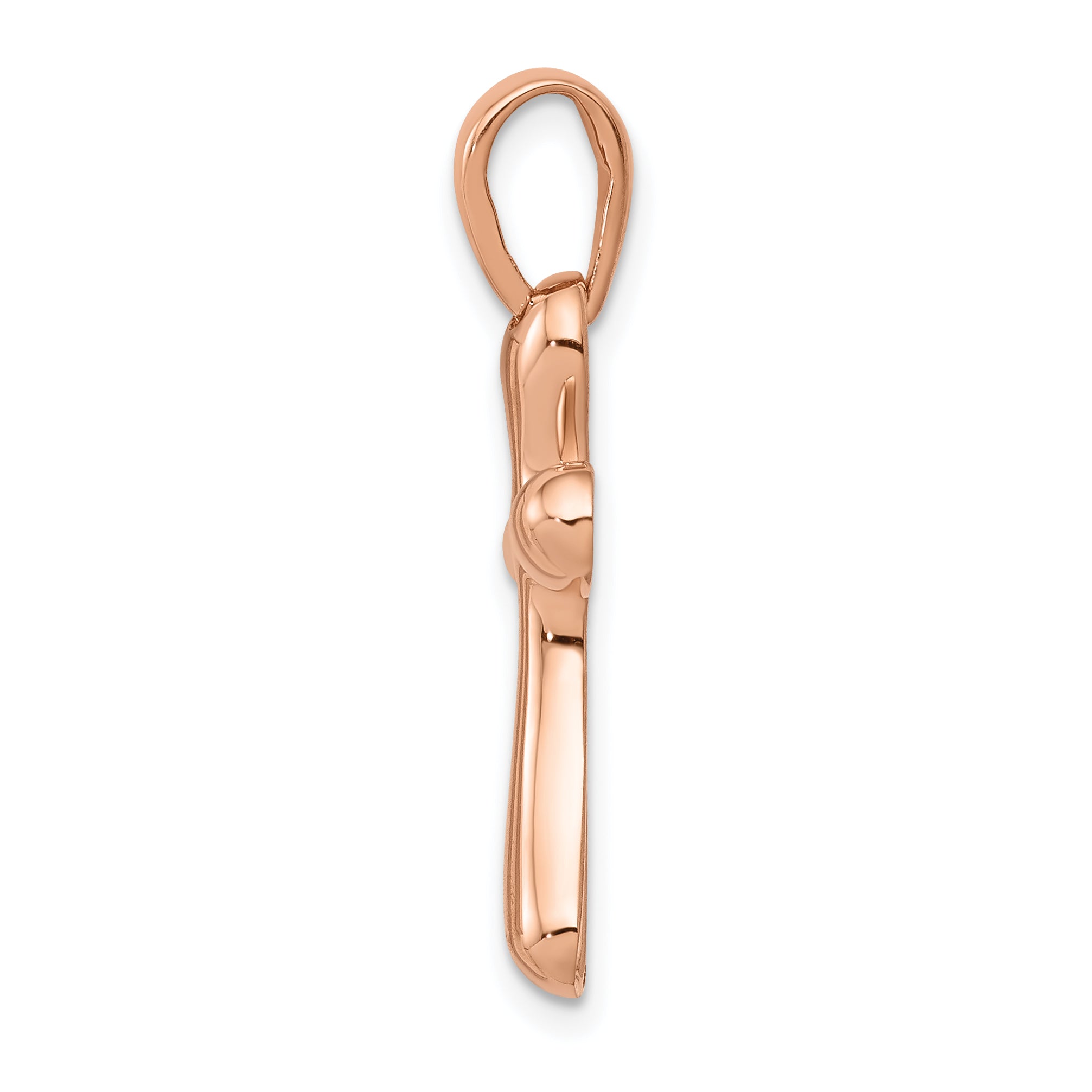 14K Rose Gold Freeform Cross Pendant with Elegant Open Back Design