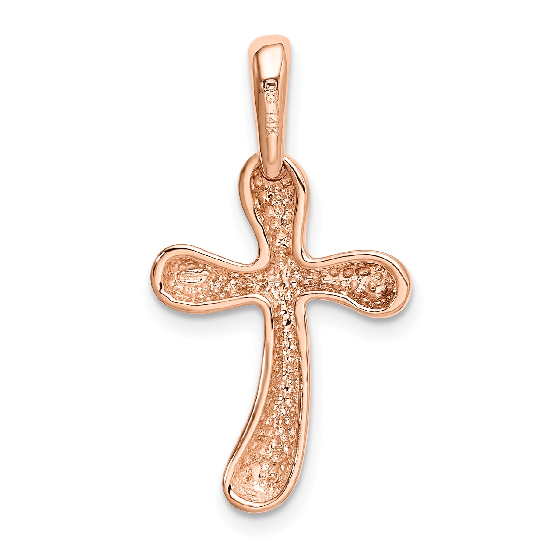 14K Rose Gold Freeform Cross Pendant with Elegant Open Back Design