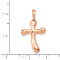 14K Rose Gold Freeform Cross Pendant with Elegant Open Back Design