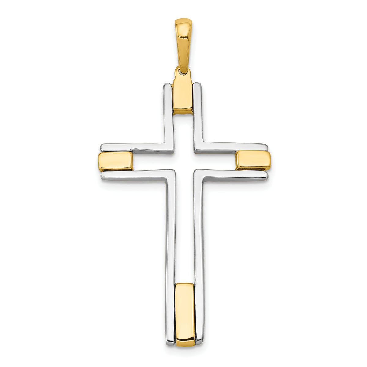 14k Two-tone Fancy Cross Pendant